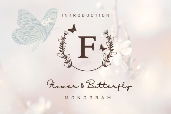 Elegant Flower and Butterfly Monogram for Web Design